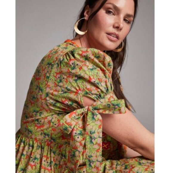 NWT Anthropologie Auretta Beaded Floral Mini Dress Size XS 100% Cotton HTF - Picture 5 of 16